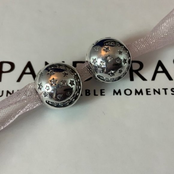Pandora Jewelry - Pandora 925 Sparkling Moon & Stars Clips Set of 2